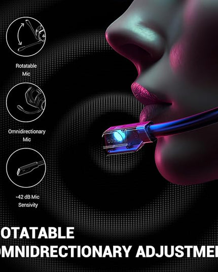 EKSA E1000 V2 Gaming Headset, PC Headset with USB C Plug, Wired Headphones with Noise Canceling Microphone, 7.1 Surround Sound, RGB Light, include USB Adapter for Computer,Mac, PS4/PS5 Console, Laptop
