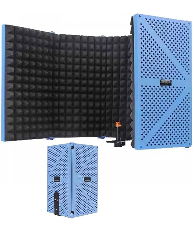 Portable Desktop Soundproof Cover,Microphone Soundproofing Acoustic Foam Panel,Self Made Sound Booth Box,Home Recording Equipment,for Music Practice Room(Blue)