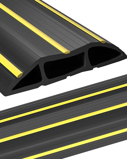AGPTEK Heavy Duty Floor Cable Cover Cable Protector, 10 Ft Floor Cord Protector 3 Channels Floor Cord Cover (Mid Channel 0.93") Contains Cords, Cables and Wires, Good for Office, Home, or Outdoor