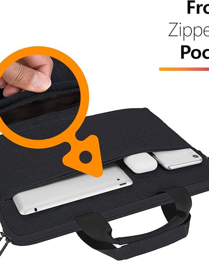 Laptop Case Shoulder Bag for 15.6 Inch Laptop Computer Chromebook, 16 Inch MacBook Pro A2485 A2141 A2780 A3403 A3186, Protective Polyester Computer Portable Bag Briefcase with Handle, Black