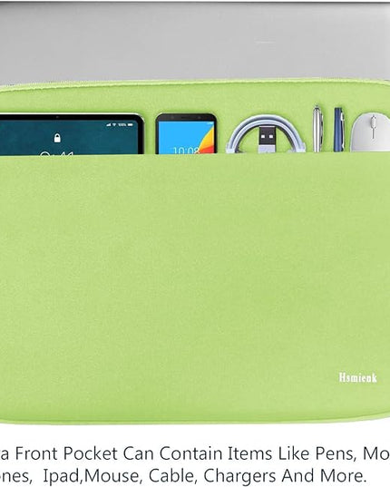 Laptop Case 14 inch, Shockproof Protective Notebook Cover Bag with Accessory Pocket, Durable Carrying Laptop Sleeve Compatible for MacBook HP Lenovo Dell Asus Acer, Light Green