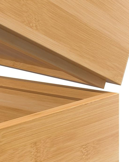Silverware Tray for Drawer, Stackable Kitchen Bamboo Drawer Organizer 12" x 3" x 2" Set of 2
