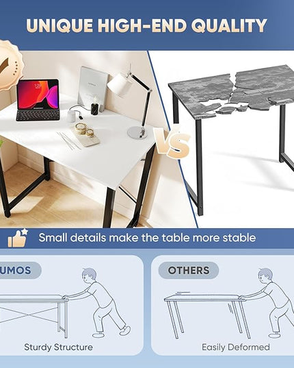 DUMOS 32 in Small Computer Desk for Home Office, Modern Study Work Table Simple Style for Bedroom, Writing Desks with X-Shaped Reinforcement, 2 Pack, White