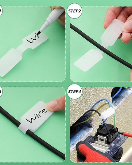 50 Pcs Cable Labels Nylon Writable Cord Tags Reusable Cable Cord Wire Labels for Electronics Office Computers Management and Identification