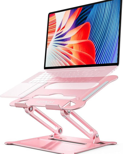 Urmust Laptop Stand for Desk Aluminum Computer Stand Riser Holder for Laptop Compatible with MacBook Air Pro, Dell, HP, Lenovo Samsung, Alienware All Laptops 11-15.6"(Pink)