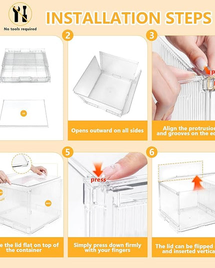 File Organizer Box with Lid,Hanging Filing Folder Organizer for Document Storage with Plastic Slide,Letter-size File Holder Filing Box for Office/Home/Decor/（2Pack）