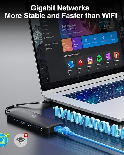 i-magBac Laptop Docking Station Dual Monitor 2 HDMI, 11-in-1 USB C 4K/60Hz Dual Display Dock,1Gbps Ethernet, 100W USB C PD Port, 5 USB A/C Ports, SD/TF Card Slot for Dell, HP, Lenovo, Surface(Black)