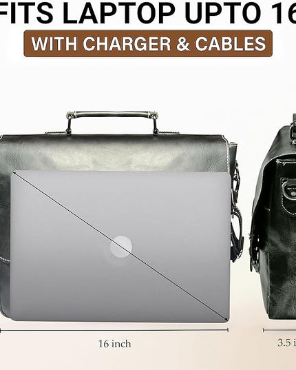RUSTIC TOWN 16" Leather Laptop Messenger Bag for Men - Full Grain Leather Briefcase Computer Satchel Office Crossbody Bag