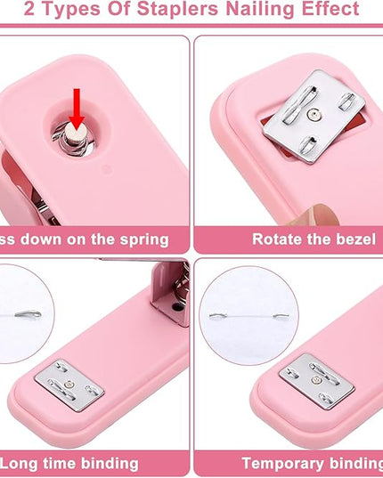17 in 1 Pink Desk Organizers and Accessories Set, 3 Office Desk Supplies Storage Organization, 4 Pens, Stapler, Staples & Remover, Tape & Dispenser, Scissors, Ruler, Clips, Hole Punch, Back to School