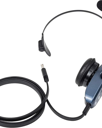 BlueParrott B250-XTS Mono Bluetooth Wireless Headphones 91% Noise Canceling Over Head Trucker Headset with Mic, Lightweight Design with Adjustable Headband, 20 hrs. Talk Time, Blue