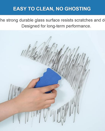 Dex Board 72" x 48" Large Glass Whiteboard Frameless Tempered Glass Dry Erase Board with Marker Tray for Interactive Office, Wall Mounted Frosted Glass Whiteboard