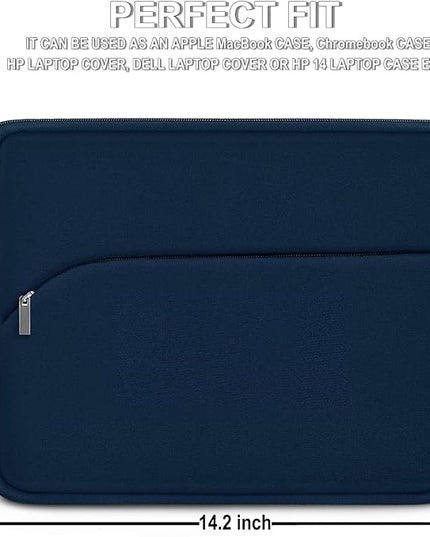 Laptop Sleeve 14 inch, Slim Portable Monitor Protective Cover with Front Pocket, Traveling Carrying Laptop Case Compatible for MacBook Air/Pro, HP, Dell, Lenovo, Acer, Deep Blue