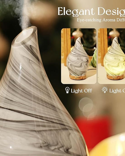 Porseme 150ml Essential Oil Diffuser Glass Color Changing Aroma Air Diffusers Aromatherapy Ultrasonic Cool Mist Humidifier 6 Running Hours Waterless Auto-Off for Sleeping, Yoga, Office, Spa (Ink)