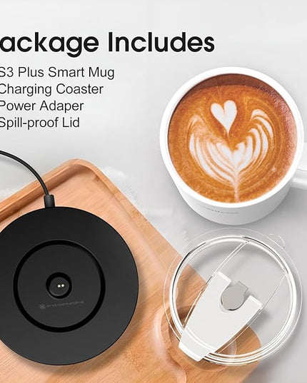 Vsitoo S3 Plus 14oz Heated Coffee Mug - Temperature Control Smart Mug with Mug Warmer, Auto-Sensing AI Heats Drinks to 120-150°F Hands-Free.Ideal for Home/Office/Gifts，White