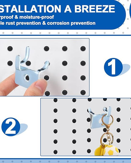 Tandefio Pegboard Hooks Metal Prong Hook Peg Board for Hanging Hangers for Wall Picture Jewelry Display Tool(Silver,100 Pcs)