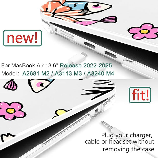 DONGKE for M4 MacBook Air 13.6 Inch Case 2025 2024 2023 2022 Model A3240 A3113 A2681 M3 M2 Chip, Plastic Hard Shell Case Cover with Touch ID for MacBook Air 13 Inch M4 - Sardine