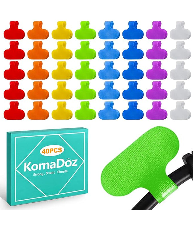 40 PCS Multi-Color Cable Labels, Reusable Write-On Cord Tags for Wire Management & Identification, Waterproof Charger Cord Organizer for Electronics, Home, Office - Assorted Colors