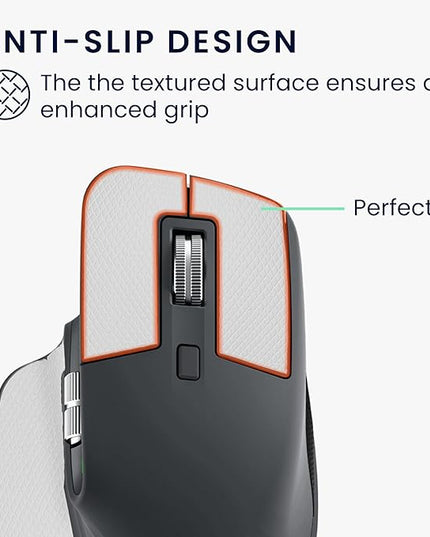 kwmobile Mouse Grip Tape Compatible with Logitech MX Master 3S Grip Tape - Non-Slip Faux Leather - White