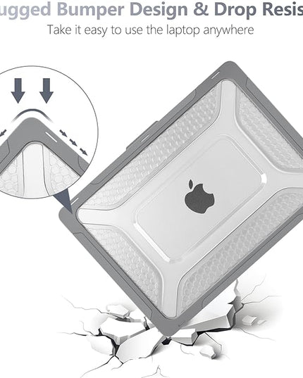 Batianda Extreme Heavy Duty Case for New MacBook Air 13.6 inch 2025 M4 2024 2022 A3240 A3113 A2681 - Anti-Slip Rubberized Stand (Holds 25lbs) Honeycomb Exoskeleton Max Cooling & Stability - Grey