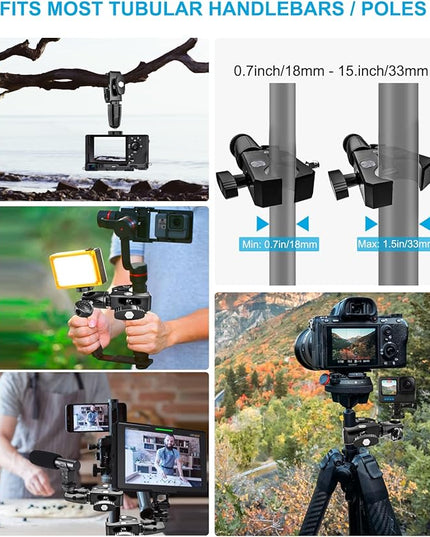woleyi Large Tablet Mount Holder with 1/4" Screw Thread for Spin Bike, Treadmill, Microphone Stand, Tripod Adapter, Exercise Bicycle, Handlebar, for iPad Pro 13 Air & 9.5-14.5" Tablet, Gopro, Camera