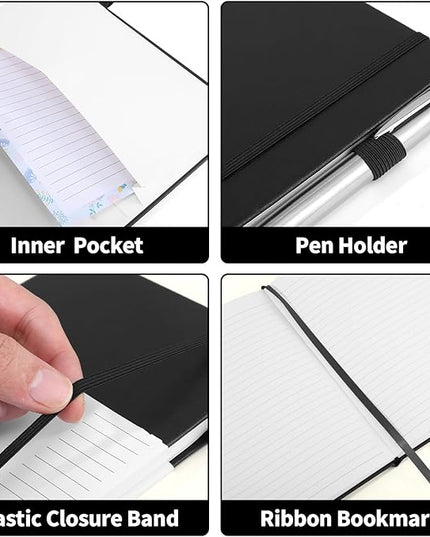 80 Sheets Lined Journal Notebook, 5.7" X 8.3" Writing & Journaling Hardcover Executive Notebooks for Student Worker Women Men Notepads Journals for Writing Travel & Organization, Black