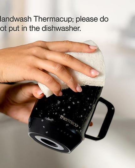 THERMACUP Mega 8-Hour Battery Self-Heating Coffee Mug with | Temperature Controlled Steel Smart Mug with Lid, 14oz (12oz with Lid) | Perfect Holiday Gift for Coffee & Tea Lovers