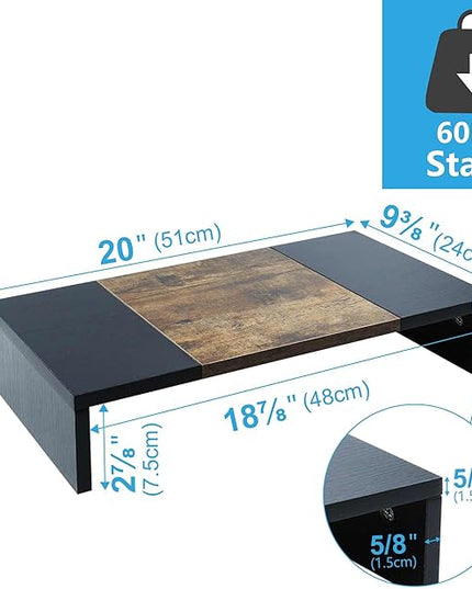 TEAMIX 20 inch Monitor Riser, Sturdy Wood Desktop Riser for TV/PC/Laptop/Printer, TV Riser Stand Computer Shelf with Storage for Home Office