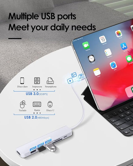 LENTION USB C Hub with 100W Charging, 4K HDMI, Dual Card Reader, USB 3.0 & 2.0 Compatible MacBook Pro, New Mac Air/Surface, Chromebook, More, Stable Driver Adapter (CB-CE18, Silver)