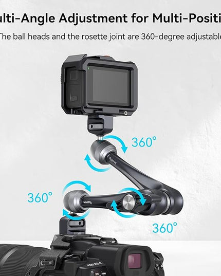SMALLRIG Rosette Magic Arm 11 Inch with Ball Head, 1/4"-20 Screws, and Anti-Twist Pins, for Cameras/iPads/Monitors/LED Lights/Smartphones/Action Cameras, Max Load Capacity 3kg