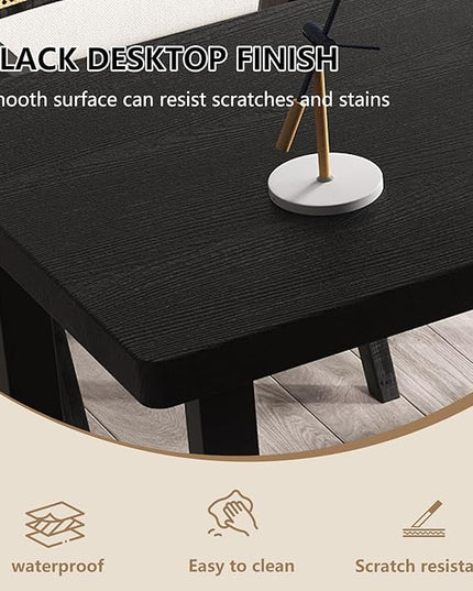 78.74in Large Modern Solid Wood Computer Desk - Sturdy Metal Base | Stylish Durable Black Office/Study/Writing Desk, Multiple Sizes for Home Office & Dual Monitor Workspace