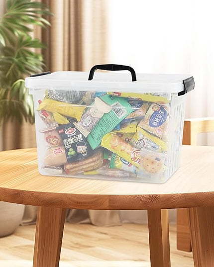 12 Quart Plastic Storage Latch Box with Handle, Plastic Bin with Lid, 6 Pack