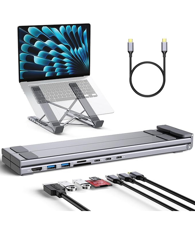 RoRoSkin 8-in-1 USB C Laptop Docking Station with 4K HDMI, 2 USB 3.0, PD 100W, Aluminum USB C Dock Tablet Stand Universal Dock Station for MacBook Pro/Air/Dell/HP/Surface/Lenovo, Plug and Play