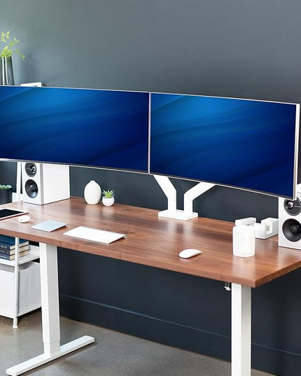 VIVO Heavy Duty Dual Ultra-Wide Monitor Tension Arm for up to 45 inch Screens, Holds 44 lbs per Arm, Premium Desk Mount Monitor Stand for 2 Ultrawides, White, STAND-V200DW
