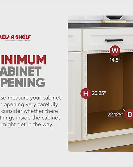 Rev-A-Shelf Double Trash Can Under Kitchen Cabinets Pullout, 35 Quart 8.75 Gallon with Soft-Close Slides, White, 53WC-1835SCDM-211