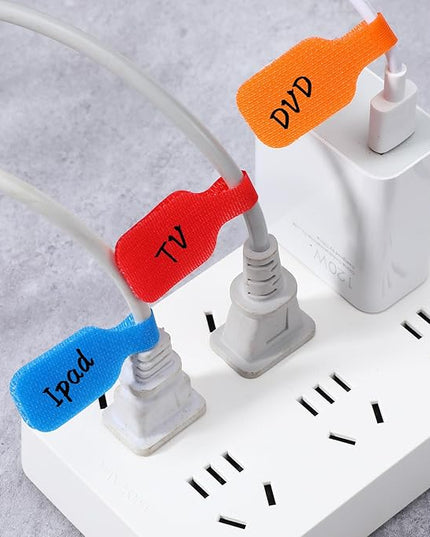 40 Pcs Cable Labels, Writable Cable Tags, Waterproof Cords Labels Multi-Color Electronic Cables Identification Tags for Wire Organization and Identification