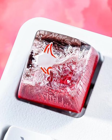 Manta Ray Artisan Keycap Pink Ocean Coral R1 SA Profile Custom Sea Creatures Keycaps 1U ESC Handmade Gaming Resin Key Cap Cherry MX Switch Compatible Mechanical Keyboard Manta Ray Lover Gift