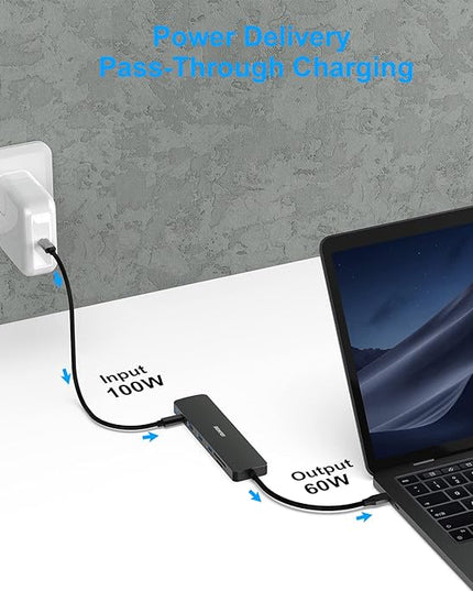 BENFEI USB C HUB 7-in-1, USB-C HUB Multiport Adapter with HDMI (4K @ 60Hz Certified)/100W Power Delivery/3*USB 3.0 5Gbps/SD/TF Card Reader (160MB/s) for iPhone 15 Pro/Max MacBook iPad Pro iMac S23