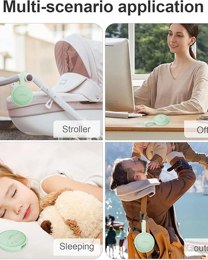 White Noise Sound Machine for Sleeping Adults & Baby, Portable Noise Machine with 24 Soothing Sounds, Bluetooth 5.1, Battery Powered, 3 Timer Settings, Memory Function for Home, Office, Travel (Green)