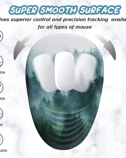 Ergonomic Mouse Pad with Wrist Support, Desktop Mouse Pad Wrist Rest Design and Non-Slip PU Base, Computer Mousepads for Pain Relief, Office & Home, Fog Forest