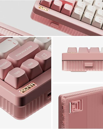 nuphy Halo75 V2 Mechancial Gaming Kyeboard,75% Wireless Hot Swappable Bluetooth Keyboard,83 Kyes RGB Backlit Keyboard,Support Bluetooth/2.4GHz/USB-C-Pink Silent Red Clear-Top Switch