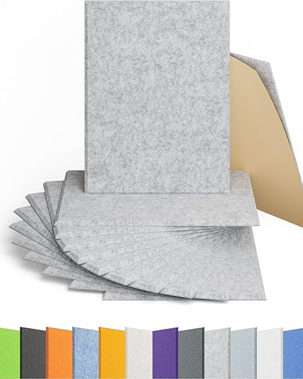 12 Pack Acoustic Panels Self Adhesive Sound Proof Foam, High Density Sound Acoustic Panel, 16X12X0.4 Inch 4:3 Rectangle Panels in Home, Office, Reccording Room, Studio,more(Silver Gray)