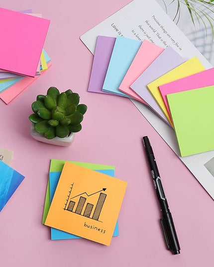 (24 Pack) Sticky Notes 3x3 in Post, 12 Bright Colors Sticky Note Self-Stick Notes Pads,Strong Adhesive, Easy to Post for Home, Office, Notebook