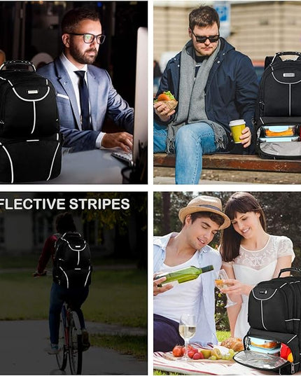 VECKUSON Lunch Bag Backpack, Insulated Cooler Lunch Box Backpack, Extra Large Travel Laptop Backpack TSA Friendly RFID Computer College bag with USB Port for Women Men Fits 17.3 Inch Laptop
