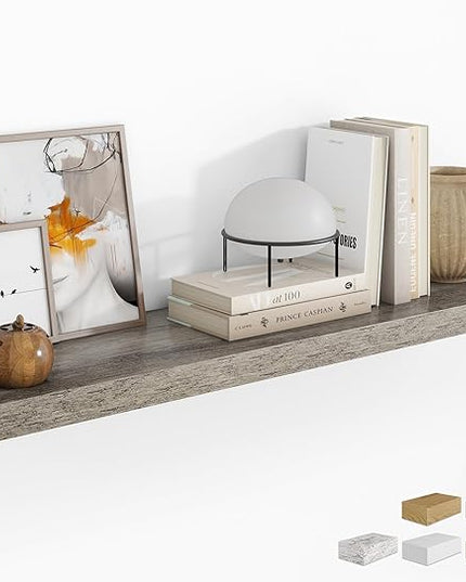 RICHFOCUS 48Inch Floating Shelves for Wall 1 Pack Shelves for Bedroom|Kitchen|Bathroom Wall Mounted Rustic Wood Floating Shelf with Invisible Brackets for Books|Storage|Decor, Grey