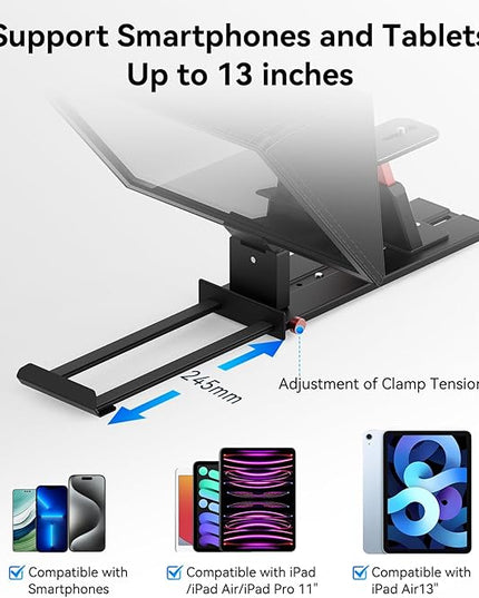 Desview P13 Portable Teleprompter for Camera Compatible with 12.9" Tablets Wireless Remote Control Foldable Sun Hood Lightweight (1.7kg) for Video Recording Vlogging Live Streaming