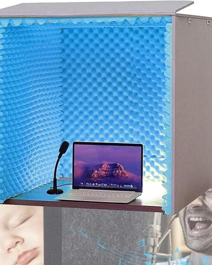 Sound Proof Foam Panels, Sound Proof Foam, Sound Proof Booth, Desktop Soundproof Cover,self Made Sound Recording Studio,Vocal Sound Absorbing Shield,for Studio Desk,Recording Booth,Blue