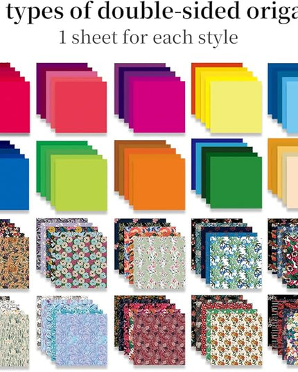 Origami Paper Kit Dobule Sided 100 Sheets 100 Colors 6 Inch Japanese Chiyo Square Easy Fold Arts Crafts DIY Handwork Origami Papers Solid Color Flower