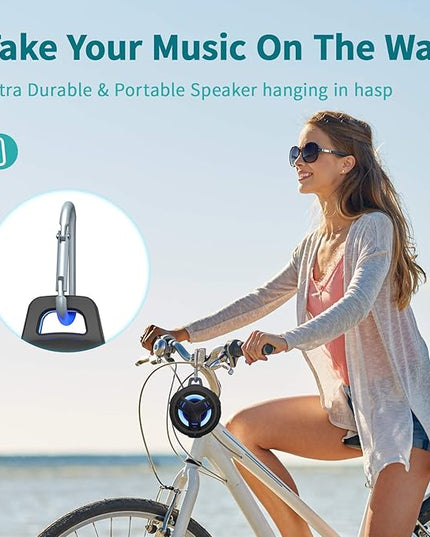 EBODA Bluetooth Shower Speaker, Portable Bluetooth Speakers, IP67 Waterproof Wireless Speaker with LED Light, Floating, 2000mAh, True Wireless Stereo for Kayak, Beach, Gifts for unisex -Black