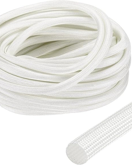 uxcell Insulation Cable Protector,5mm/0.20 Inch-15m/49 Feet High Temp Fiberglass Sleeve White