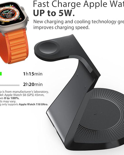 3 in 1 Charging Station for Apple Devices,Mag-Safe Charger Stand Fast Charging,Wireless Charger for iPhone 16/15/14/13/12 Series,& AirPods,& iWatch(USB-C Charger Included)